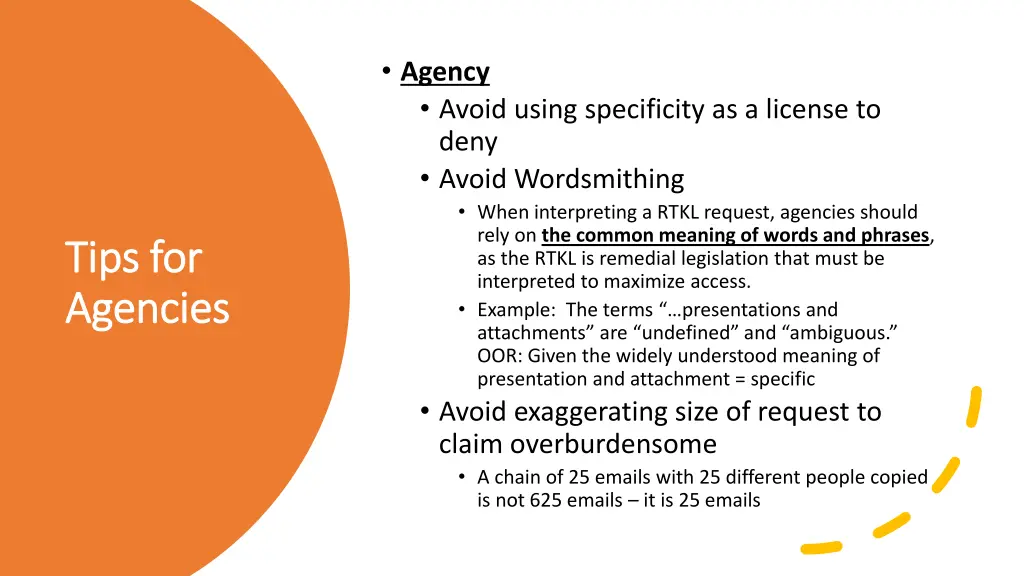 agency avoid using specificity as a license