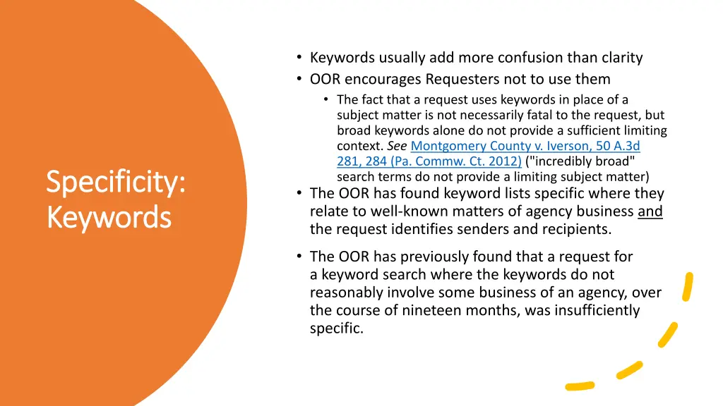 keywords usually add more confusion than clarity