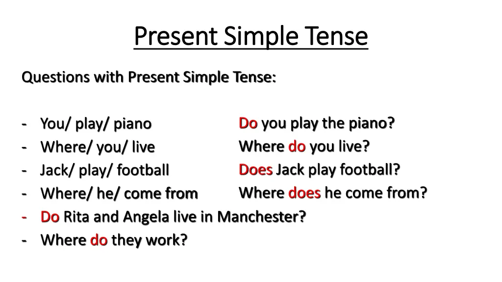 present simple tense present simple tense 4