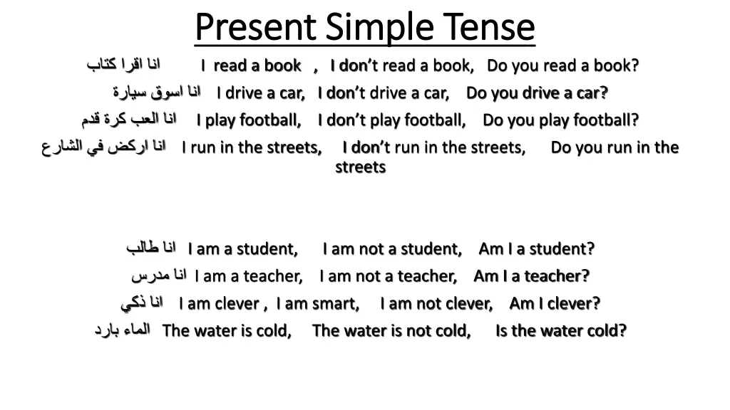 present simple tense present simple tense i read