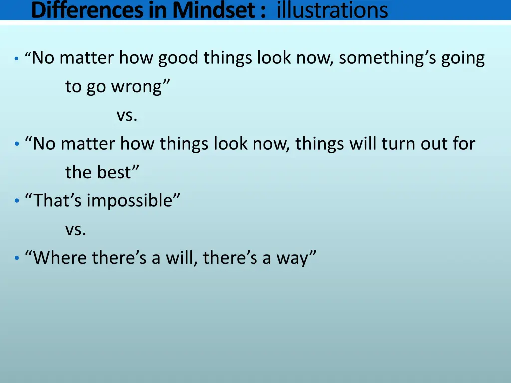 differences in mindset illustrations vs no matter