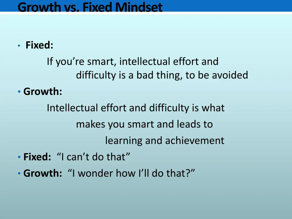 growth vs fixed mindset