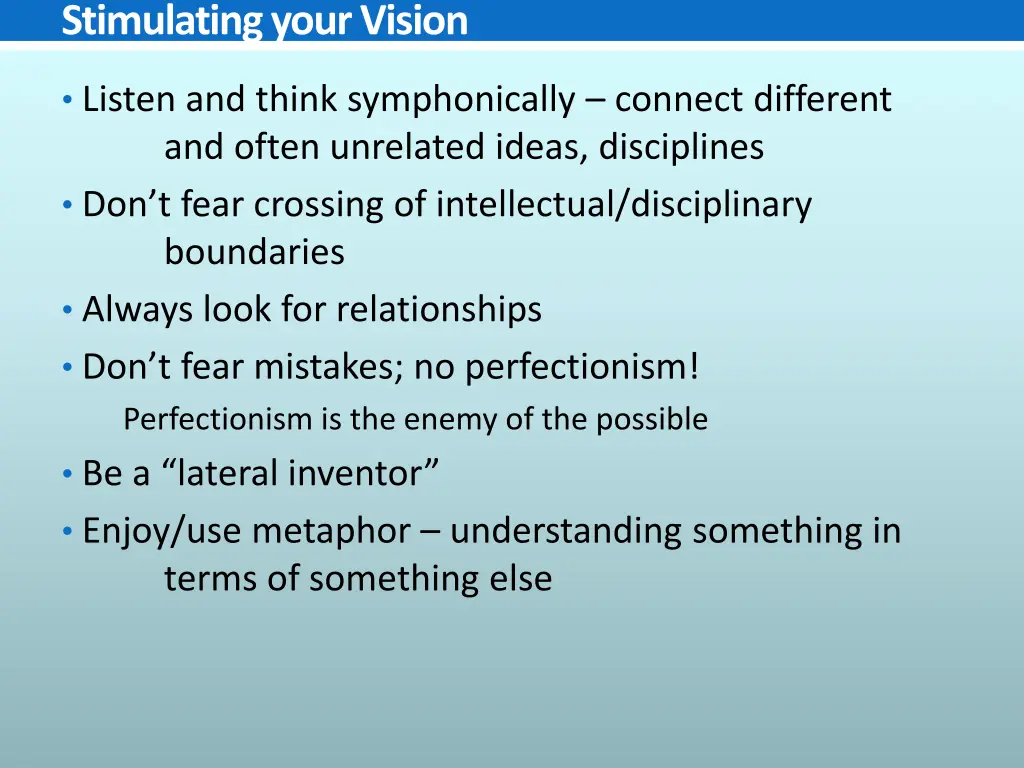 stimulating your vision