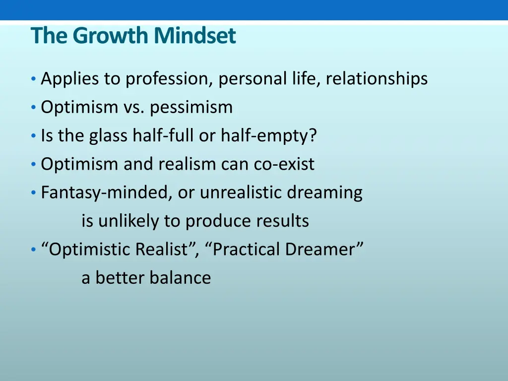 the growth mindset optimism vs pessimism