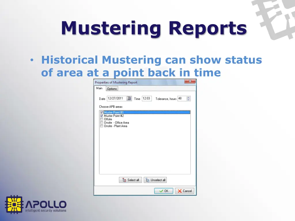 mustering reports