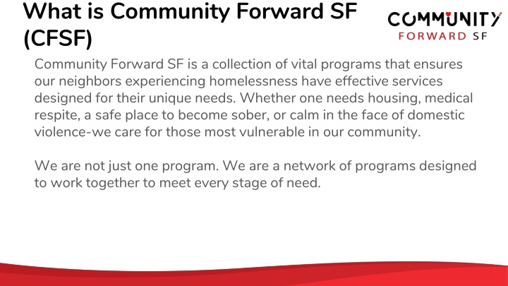 what is community forward sf cfsf community