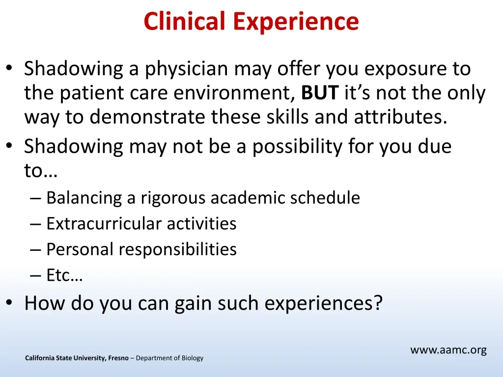 clinical experience 1