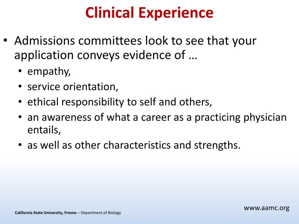 clinical experience