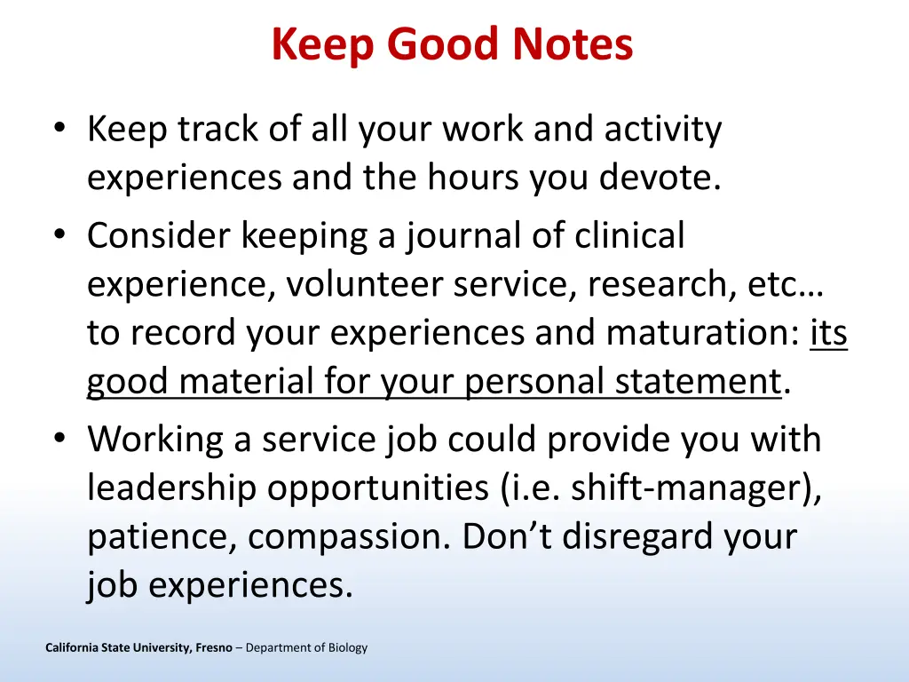 keep good notes