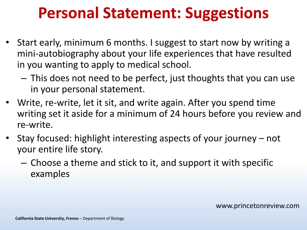 personal statement suggestions