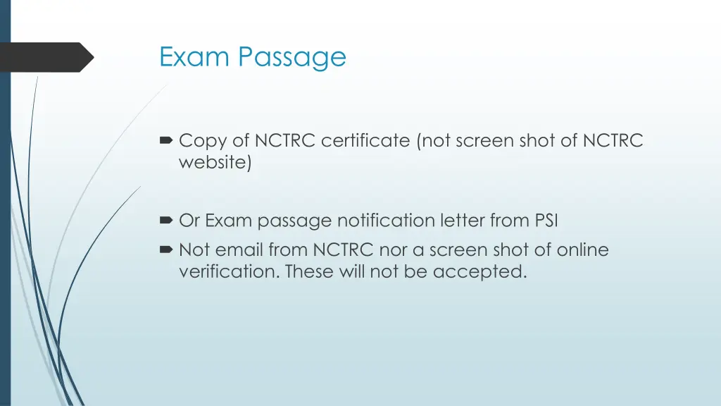 exam passage