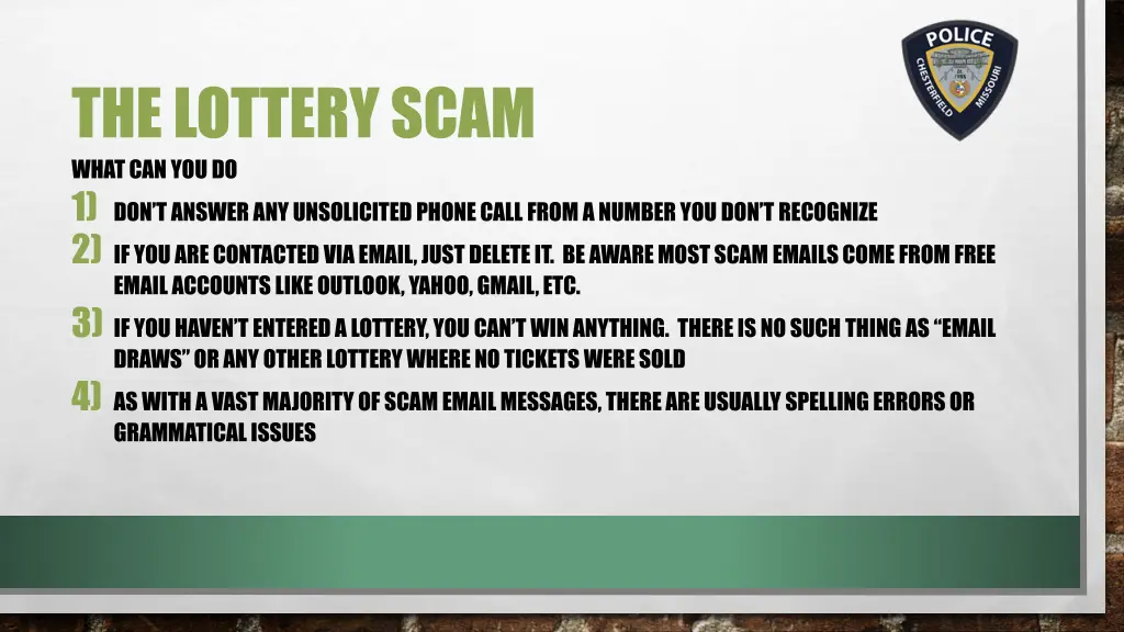 the lottery scam what can you do 1 don t answer