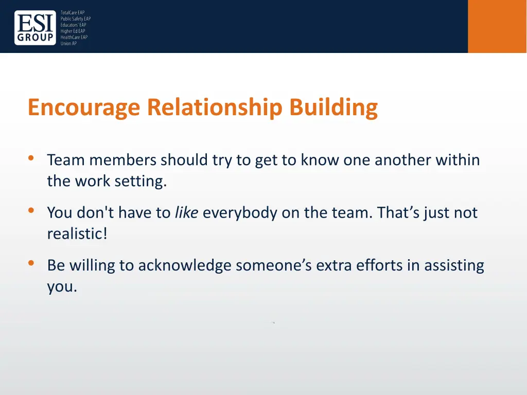 encourage relationship building