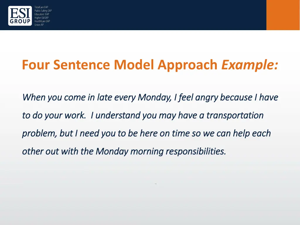 four sentence model approach example