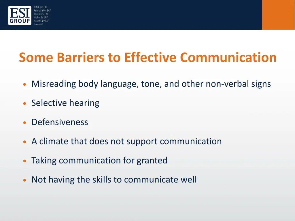 some barriers to effective communication