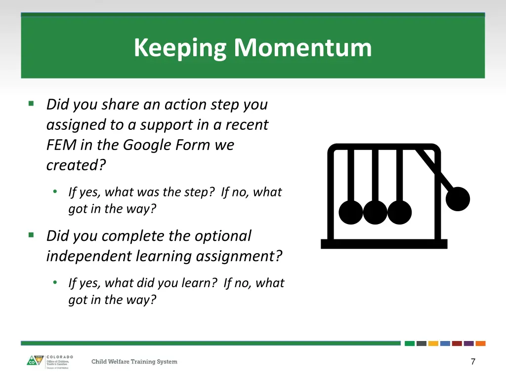 keeping momentum