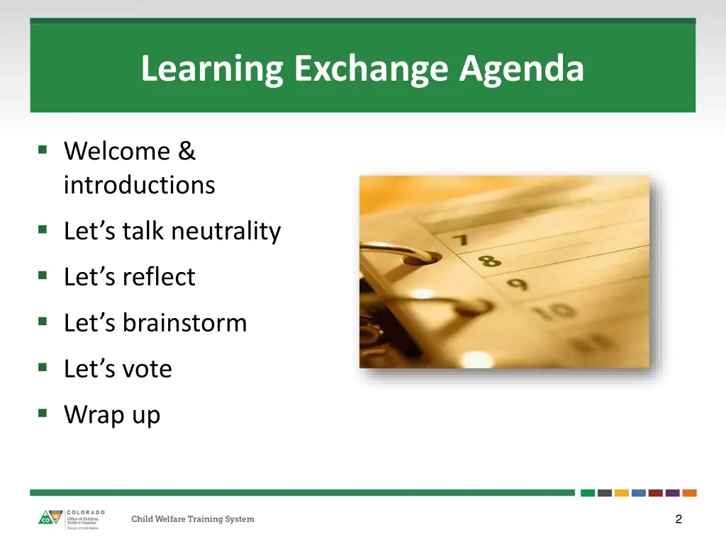 learning exchange agenda