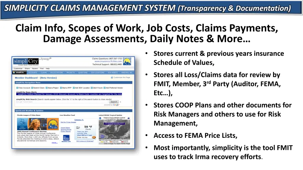 simplicity claims management system transparency