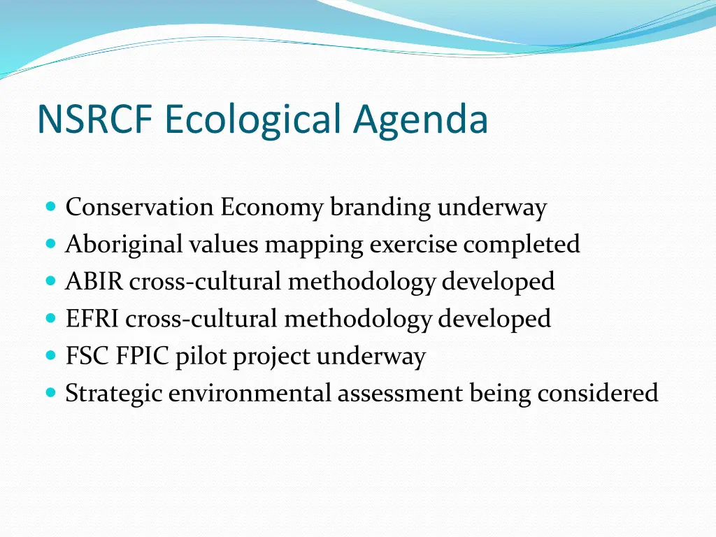 nsrcf ecological agenda