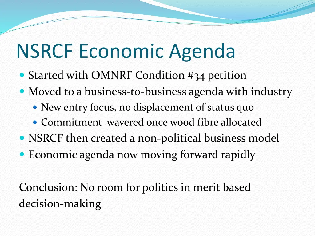 nsrcf economic agenda