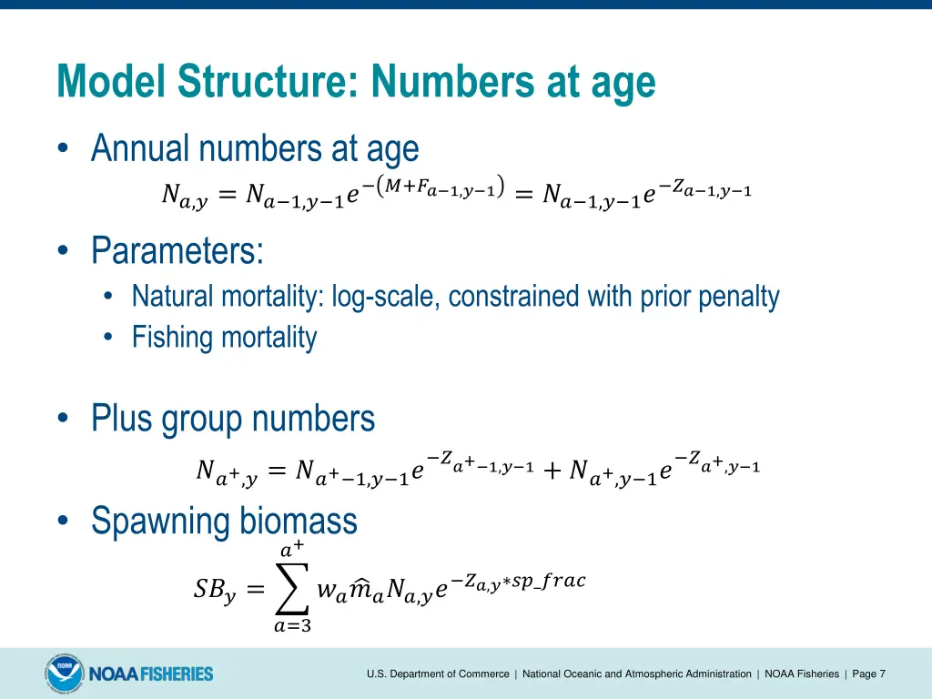 model structure numbers at age annual numbers