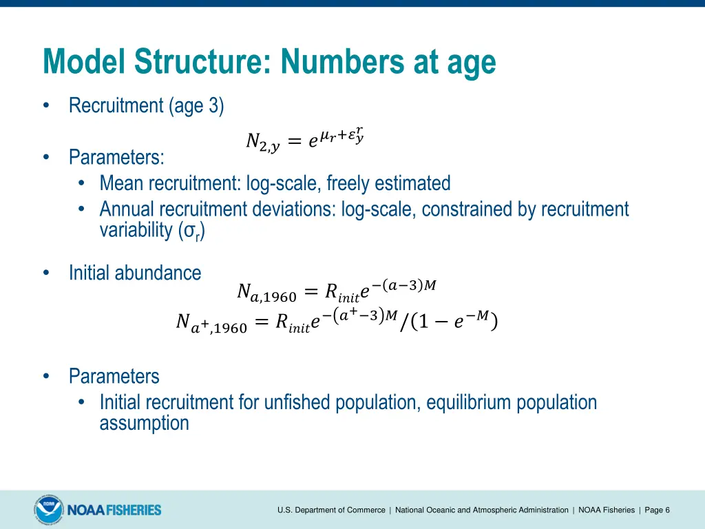 model structure numbers at age