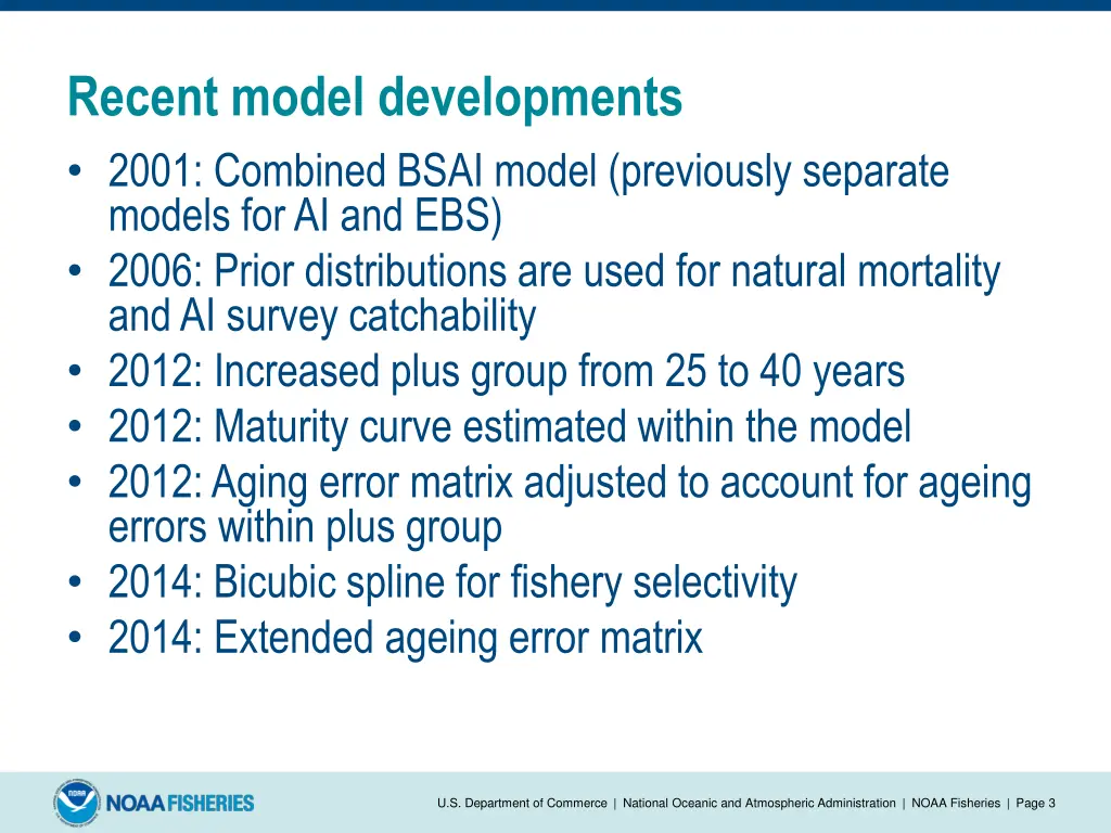 recent model developments 2001 combined bsai