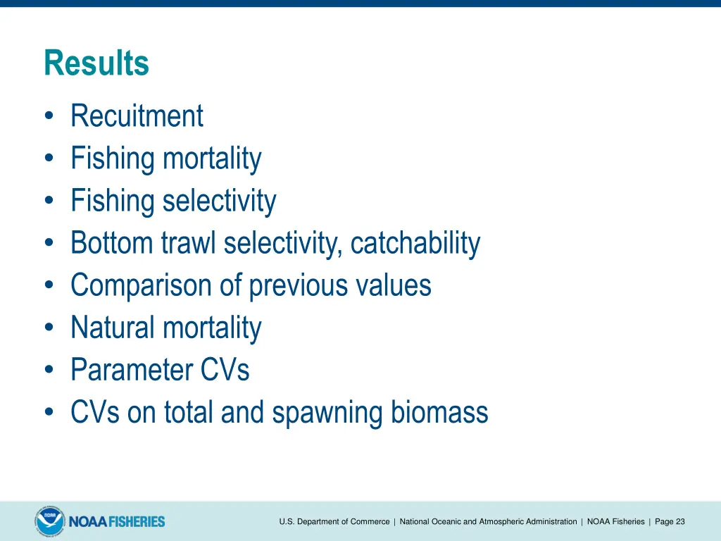 results recuitment fishing mortality fishing