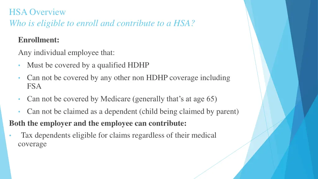 hsa overview who is eligible to enroll