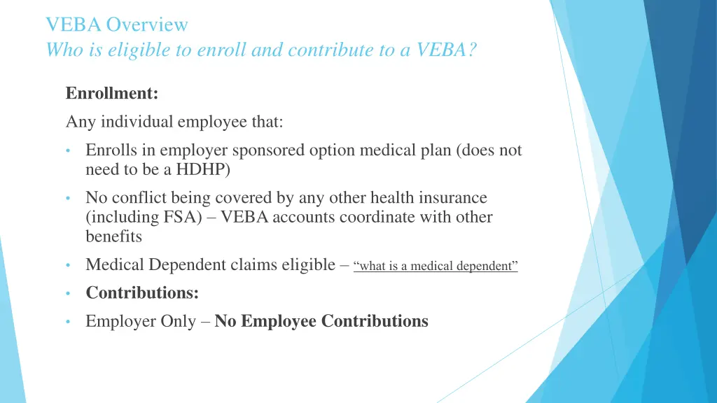 veba overview who is eligible to enroll