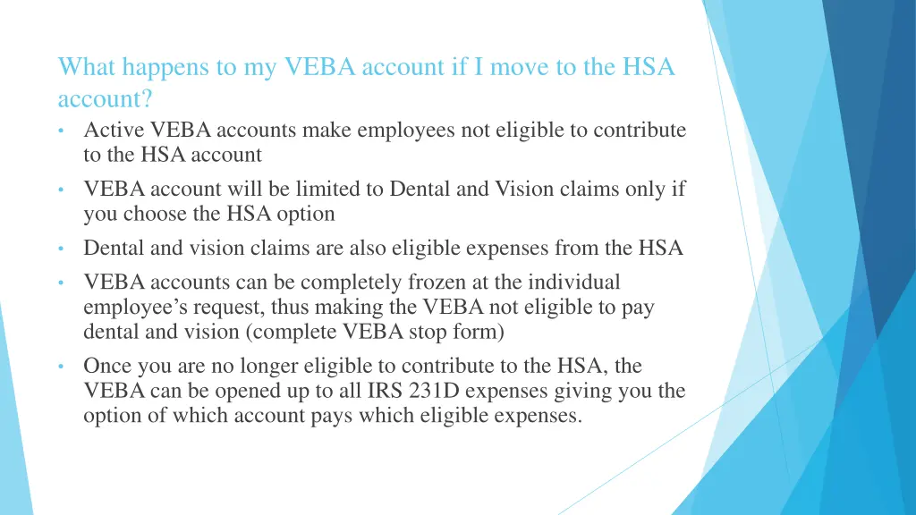 what happens to my veba account if i move