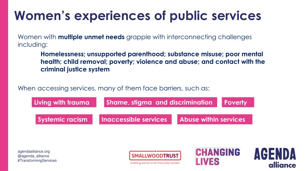 women s experiences of public services