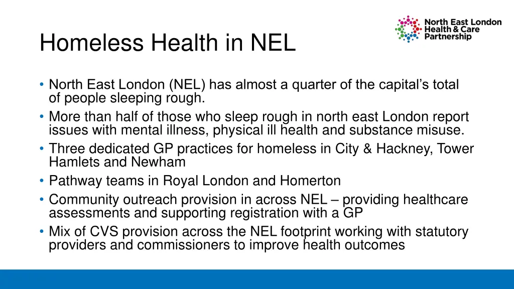 homeless health in nel