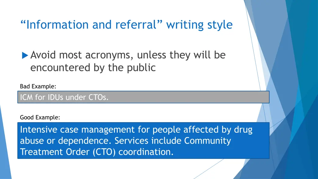 information and referral writing style 4