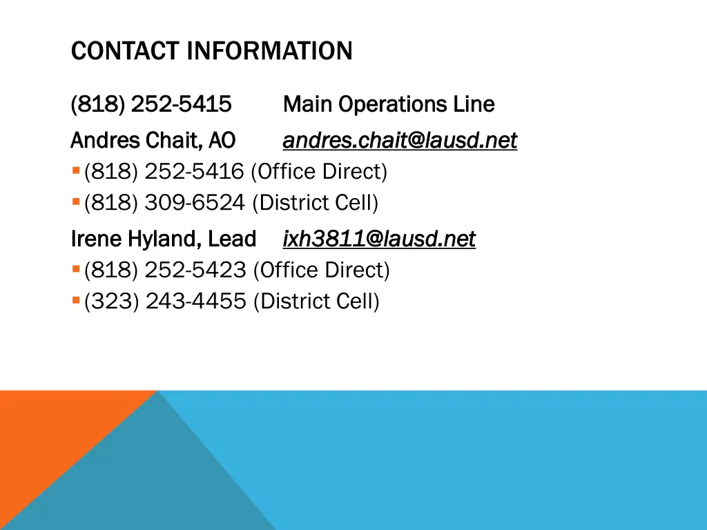 contact information