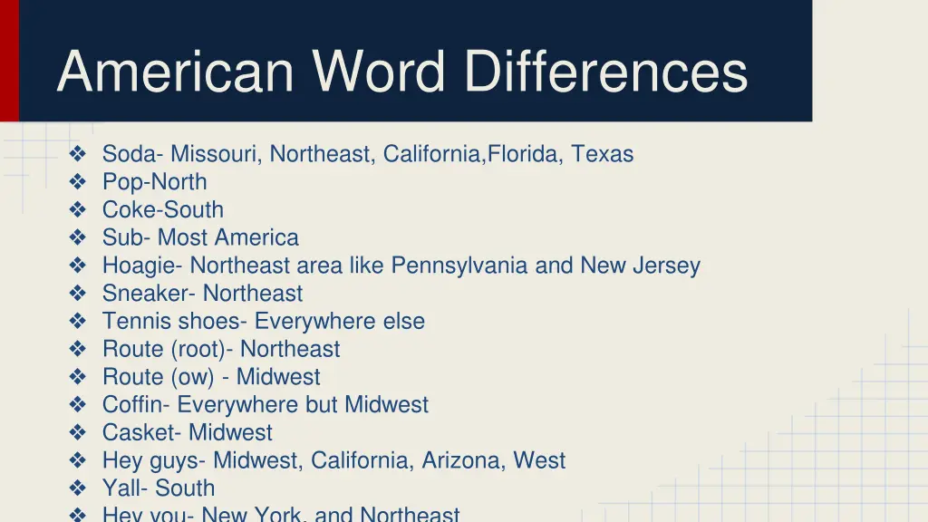 american word differences