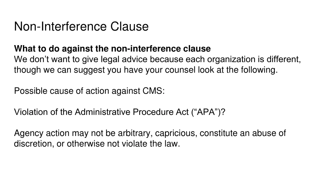 non interference clause 3