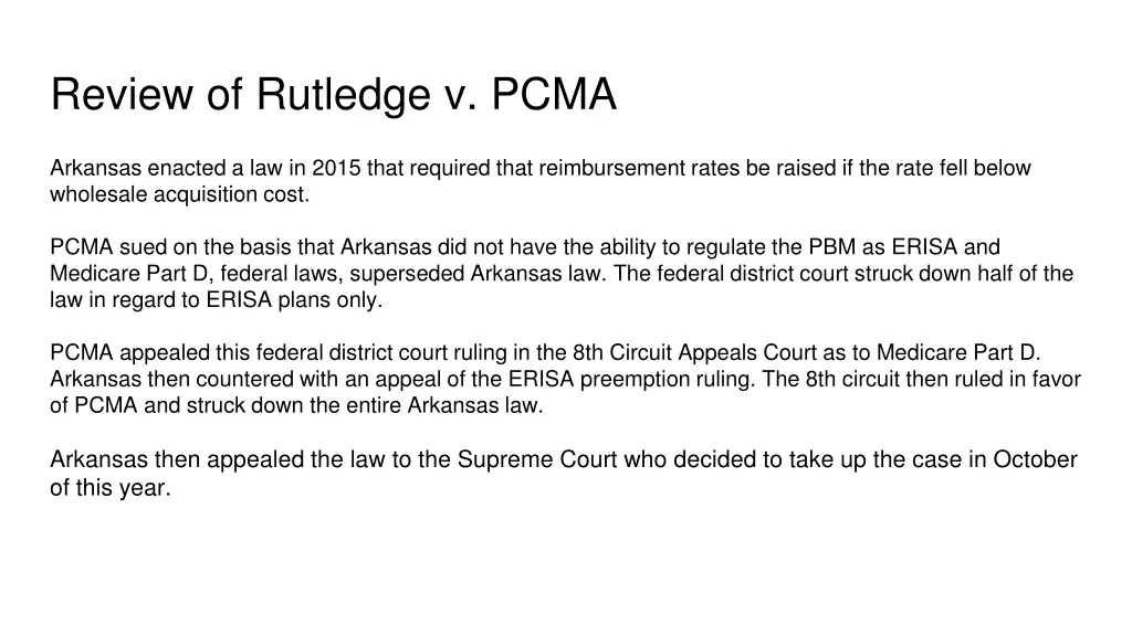 review of rutledge v pcma