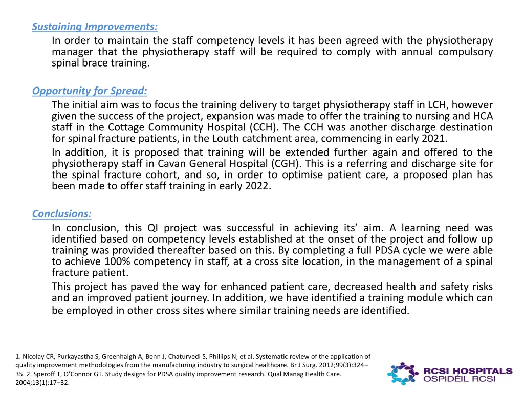 sustaining improvements in order to maintain