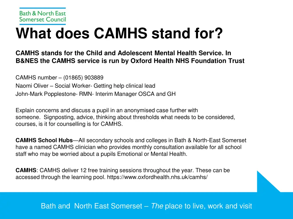 what does camhs stand for