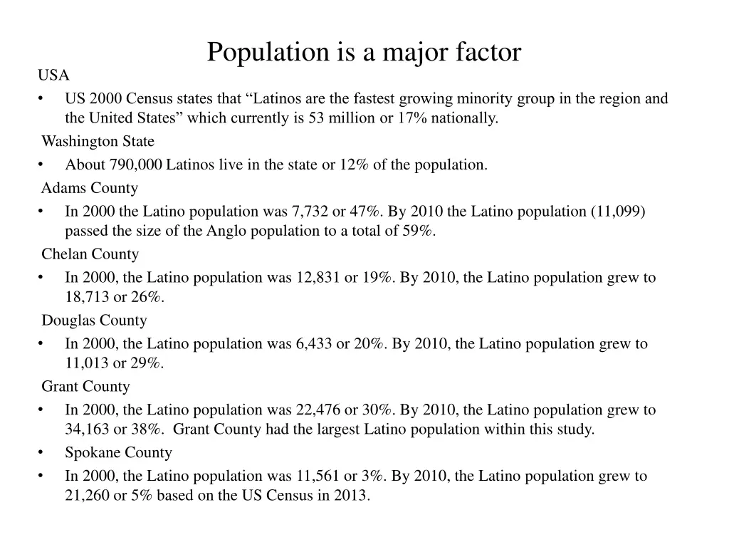 population is a major factor