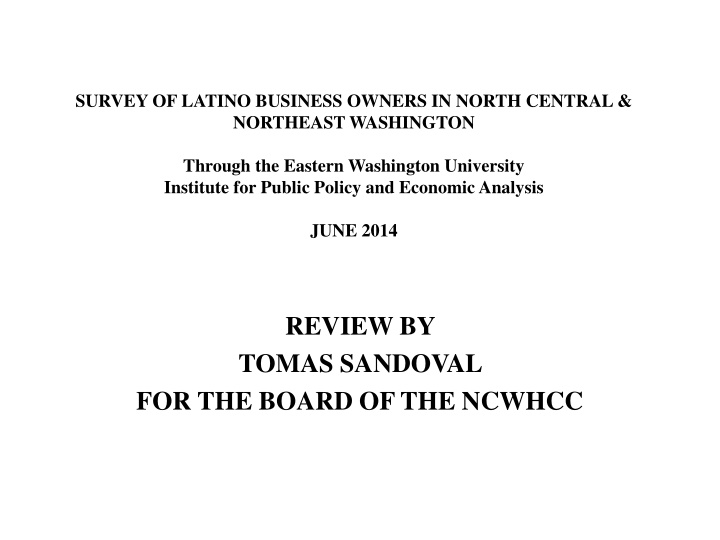 survey of latino business owners in north central