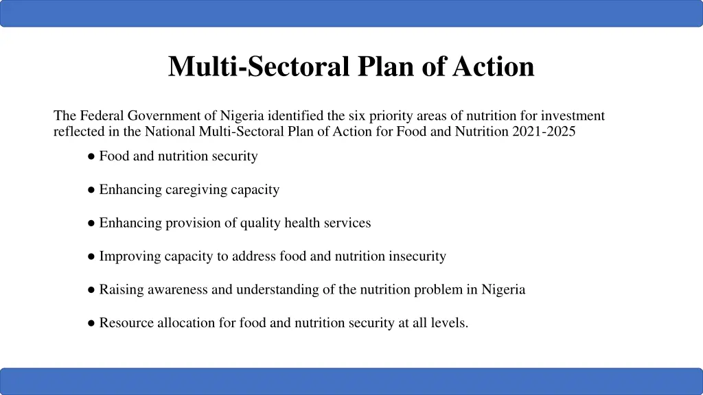 multi sectoral plan of action