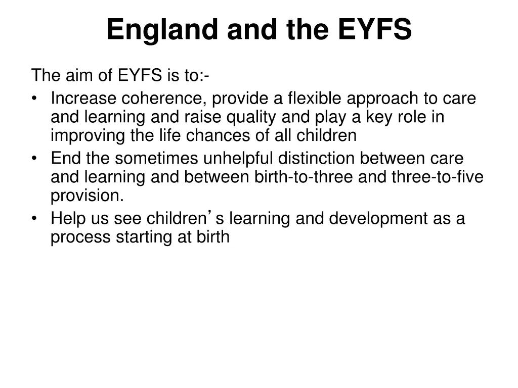 england and the eyfs