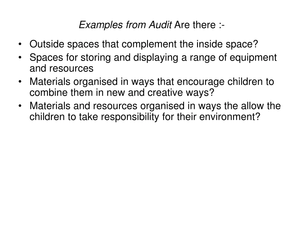 examples from audit are there