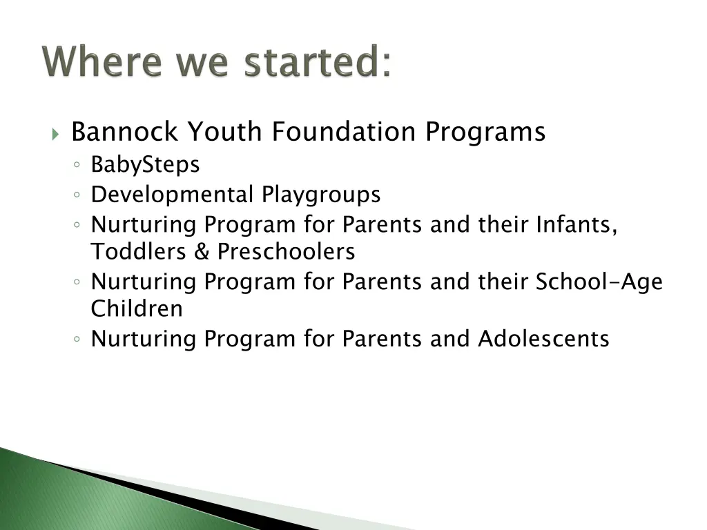 bannock youth foundation programs babysteps