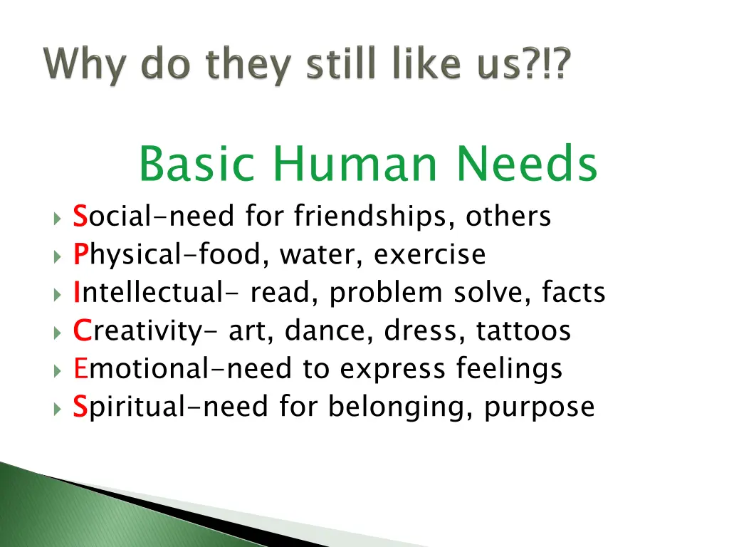 basic human needs s social need for friendships