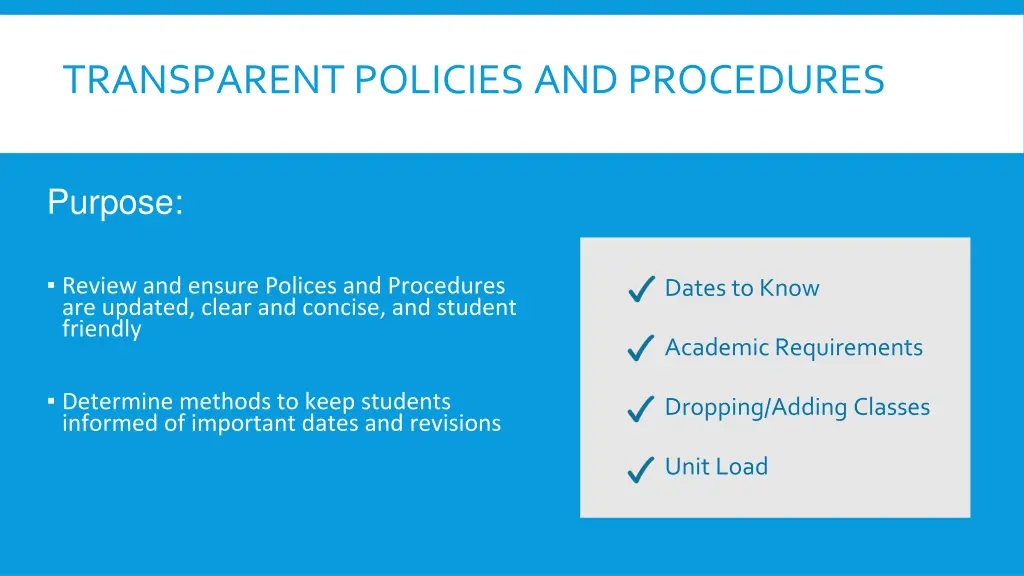 transparent policies and procedures