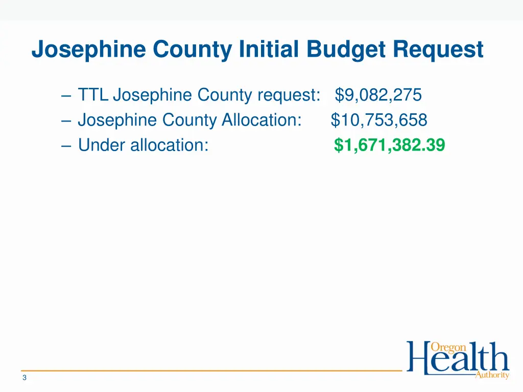 josephine county initial budget request