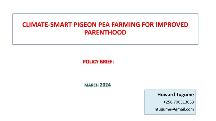 climate smart pigeon pea farming for improved